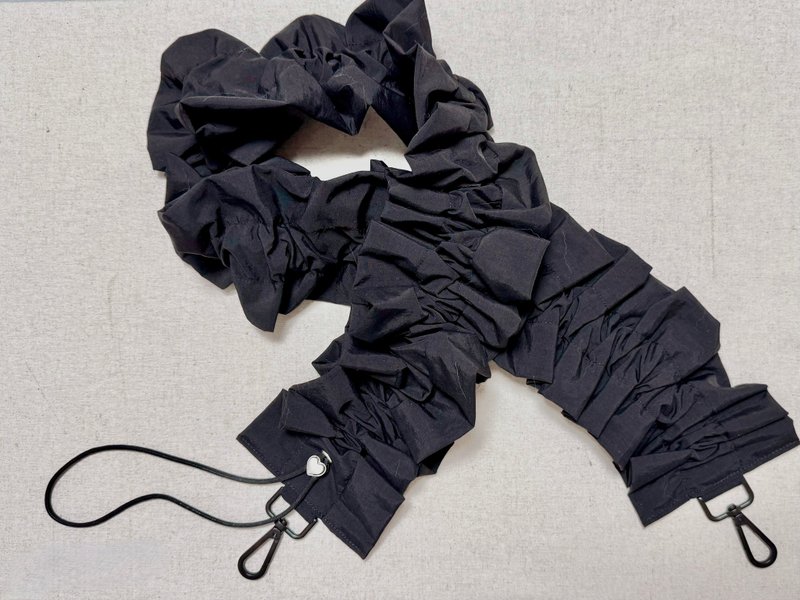 【波浪秘密收纳包 + 可调式背带】防泼水包包背带/护照包/手机零钱 - 侧背包/斜挎包 - 防水材质 黑色