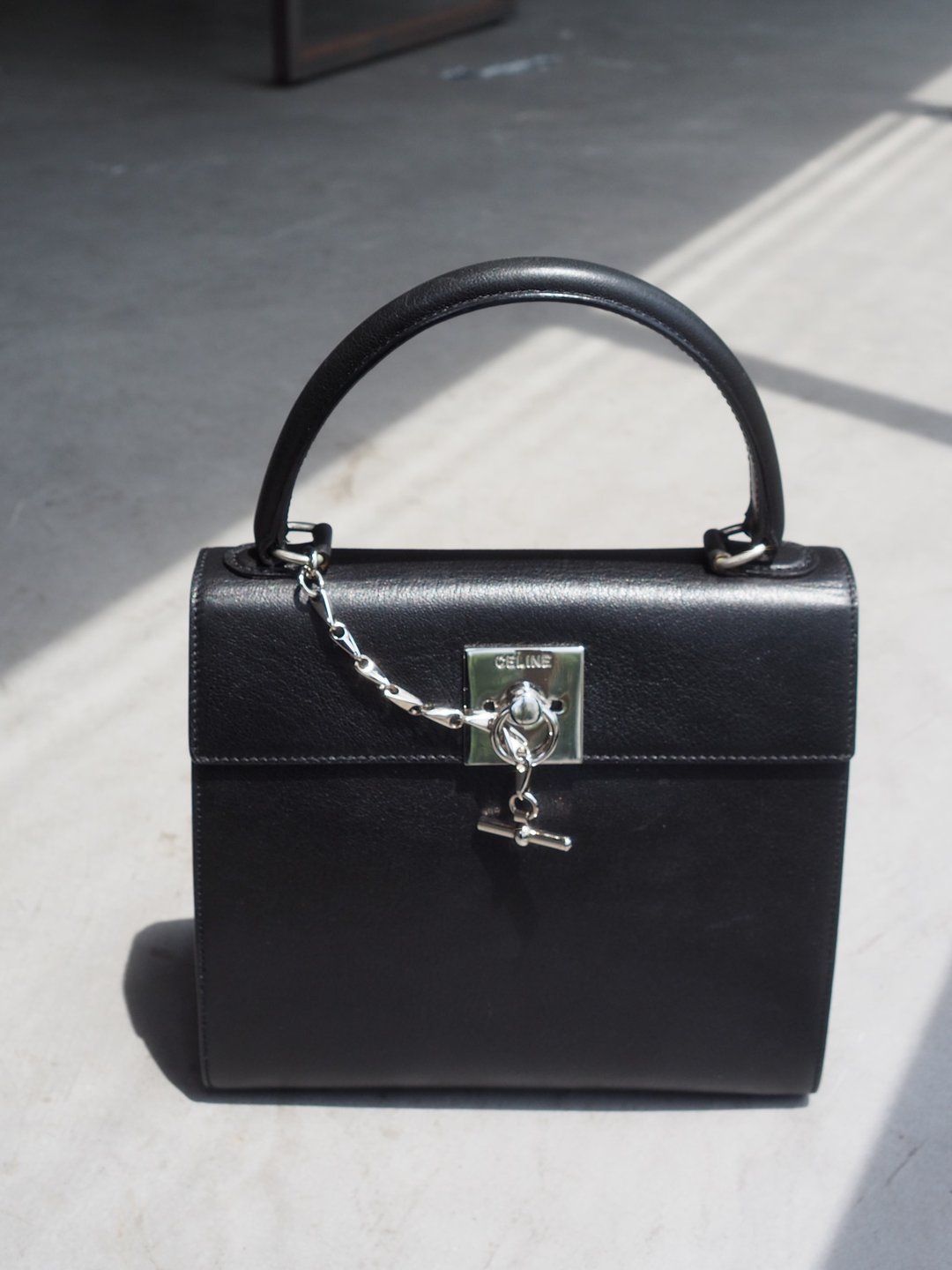 CELINE 赛琳 Kelly 2way 手提包 黑色 银色 古董精品 - 手提包/手提袋 - 真皮 黑色