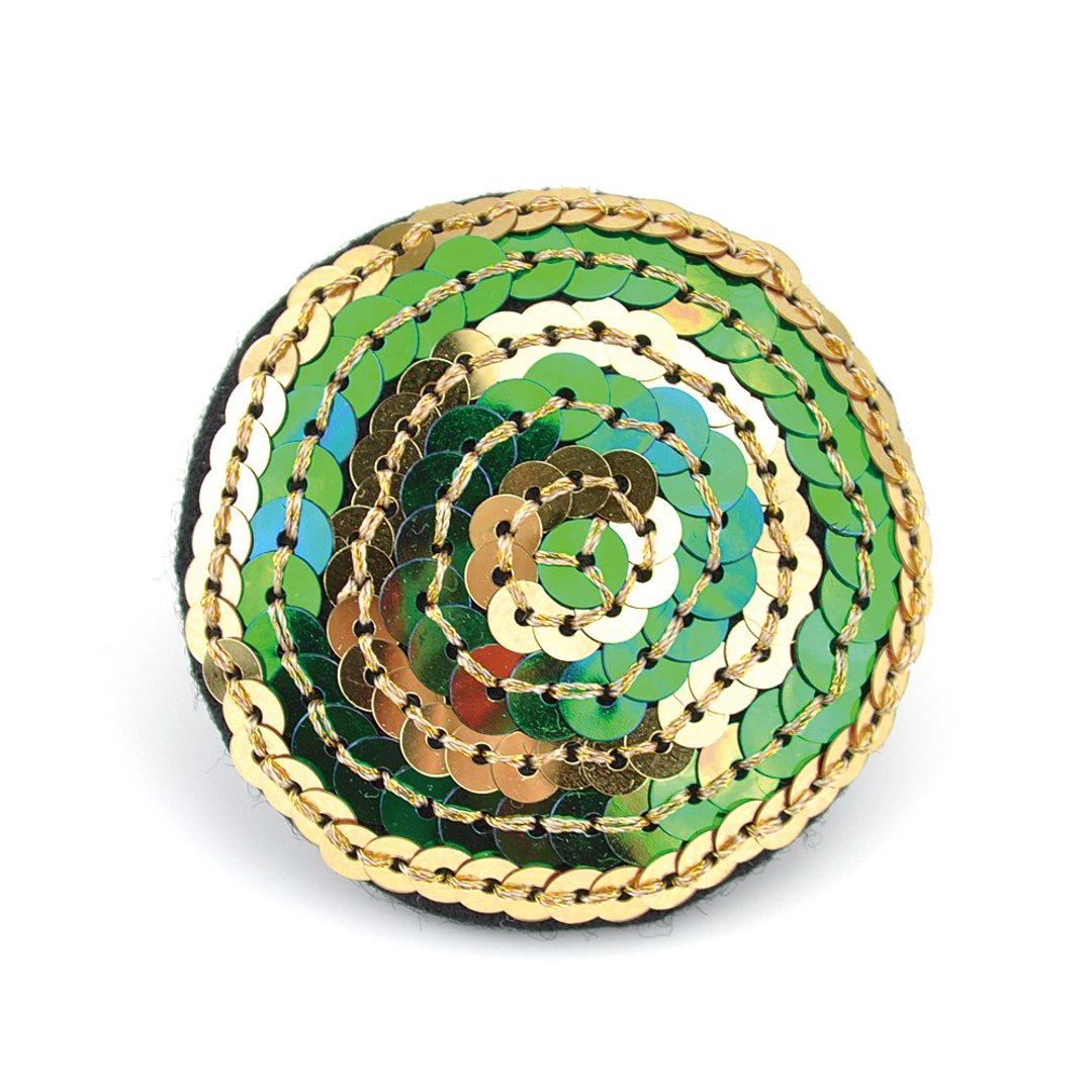 Round brooch (2) - 胸针 - 绣线 绿色