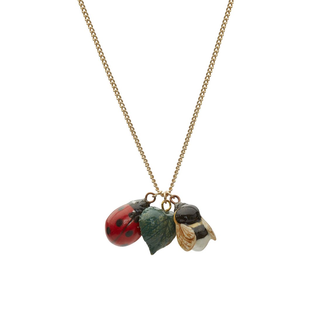 AndMary 手绘瓷项链-瓢虫与蜜蜂 Bee and Ladybird Necklace - 项链 - 瓷 红色