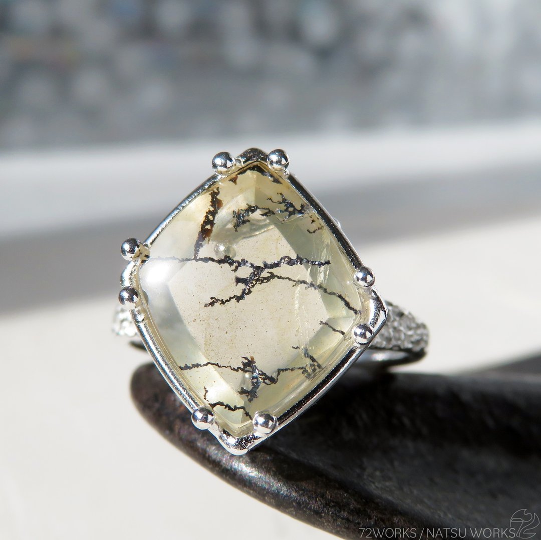 树枝状玛瑙 戒指 / Dendritic Quartz Ring slll - 戒指 - 宝石 黄色