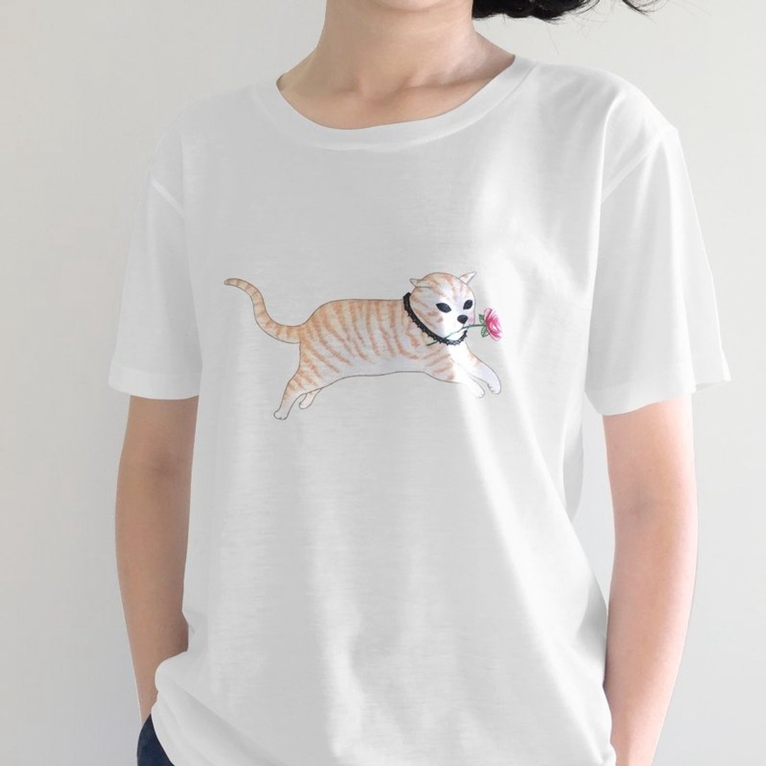 Neko Jump T Shirt - 中性连帽卫衣/T 恤 - 棉 橘色