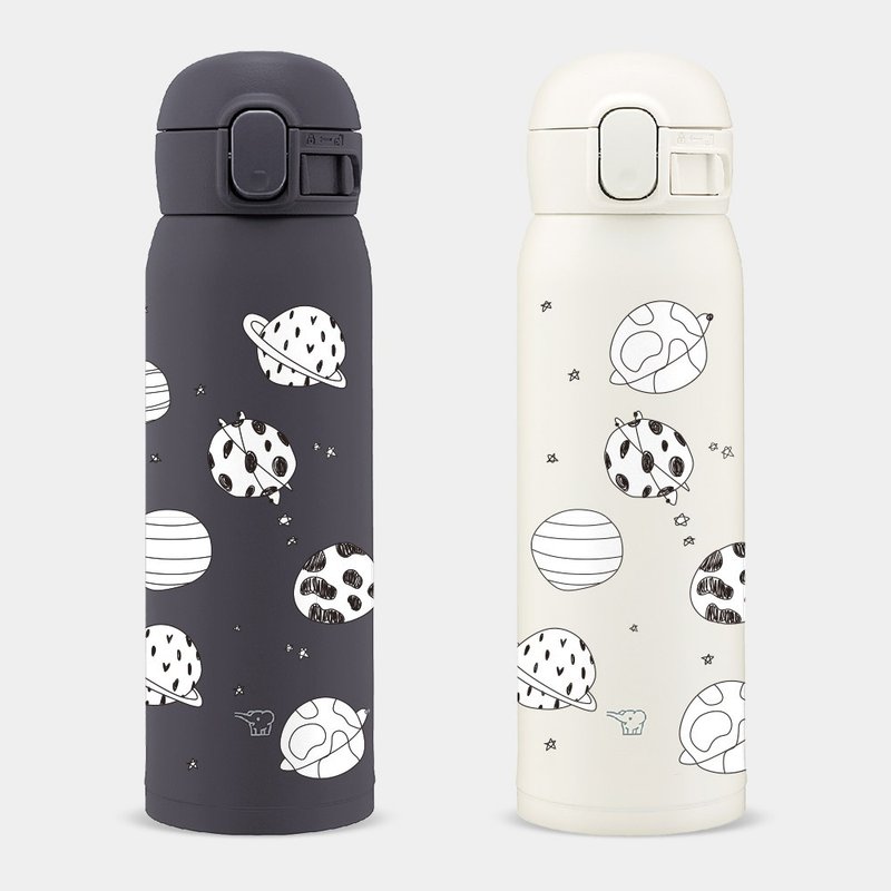 满版宇宙星球 手绘风 象印弹盖保温瓶 PU031 - 保温瓶/保温杯 - 不锈钢 黑色