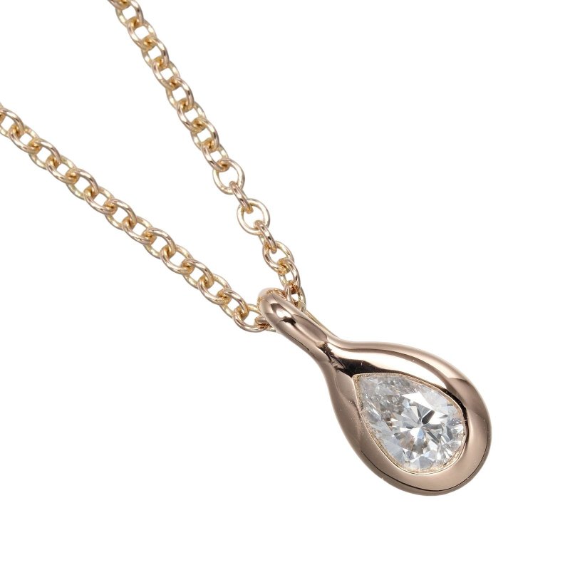 【日本直送】蒂芙尼 TIFFANY&Co. 经典豌豆项链 梨形切割 18K 玫瑰金 钻石 约 2.25g【二手】A 级 - 项链 - 贵金属 金色