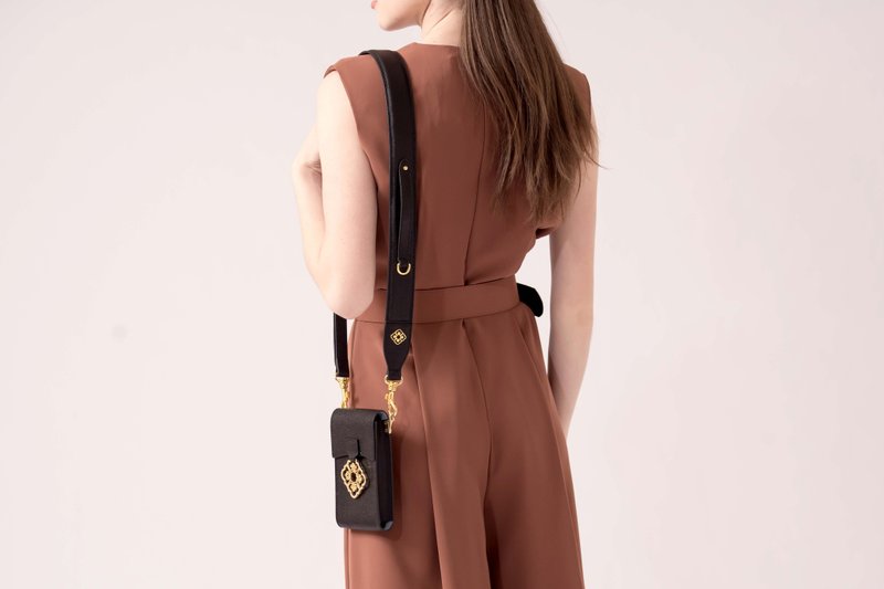 ANDERLOS 安德罗斯/黑色素面真皮宽背带 - 其他 - 真皮 黑色