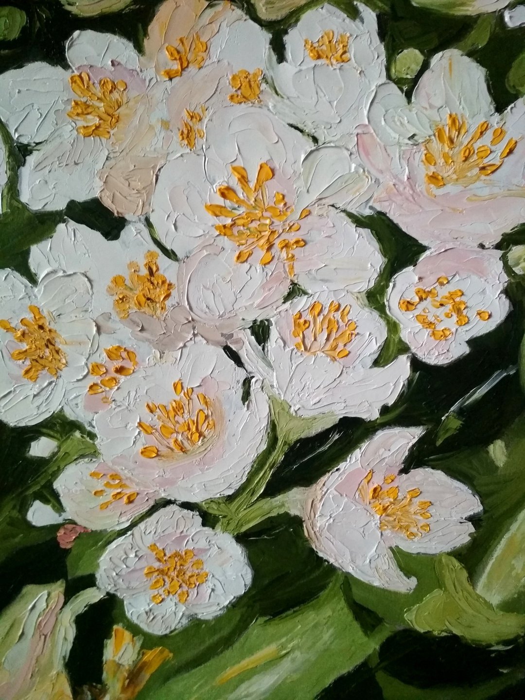 Jasmine, original oil painting, 30x20 cm on cardboard without frame - 墙贴/壁贴 - 其他材质 