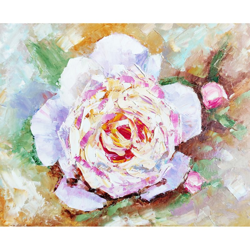 Peony Painting, Floral Original Art, Flower Wall Art, Small Impasto Oil Artwork - 海报/装饰画/版画 - 其他材质 多色