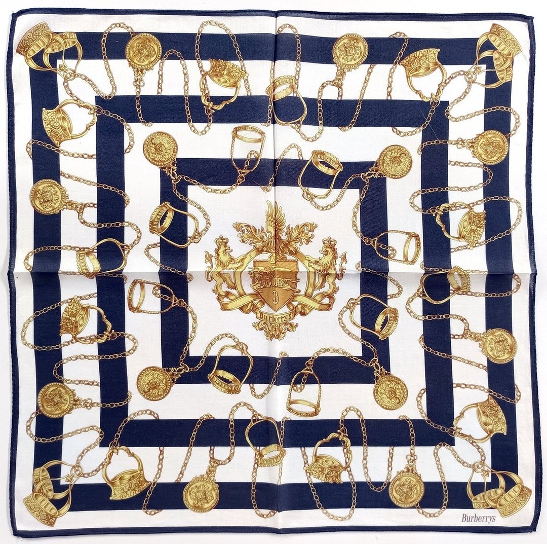 Burberry 古董手帕 珠宝 金链 & 19 x 19 英寸 - 手帕/方巾 - 棉 蓝色