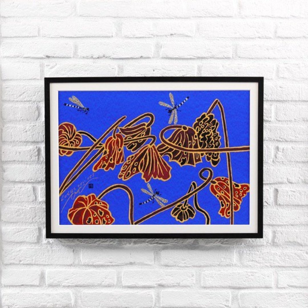 丝网印刷【LOTUS REVIVES】 - 海报/装饰画/版画 - 纸 蓝色