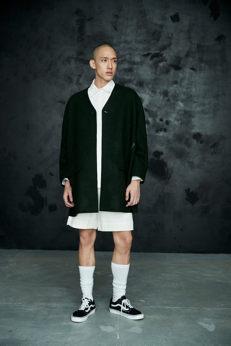 绑绳短裤 - 中性裤装 - 棉．麻 白色