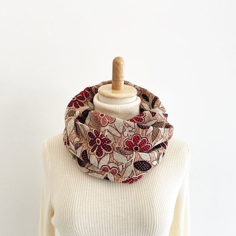 哥布林织时尚花卉围脖 | 花朵图案 套头式单圈围脖 - 围巾/披肩 - 聚酯纤维 粉红色