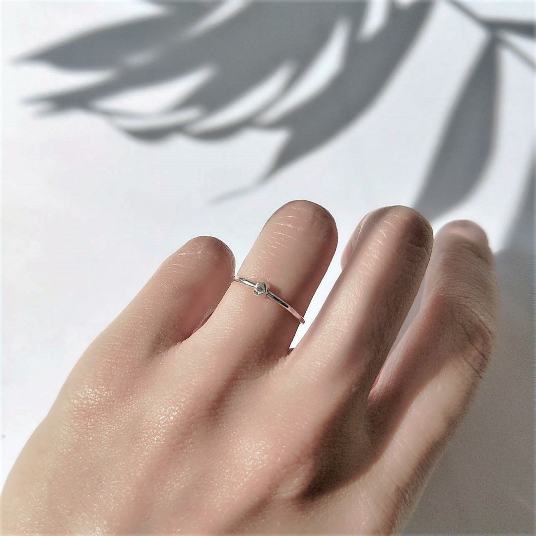 │简约│切面矿石• 极细戒指 • 纯银戒 •设计师原创 - 戒指 - 纯银 