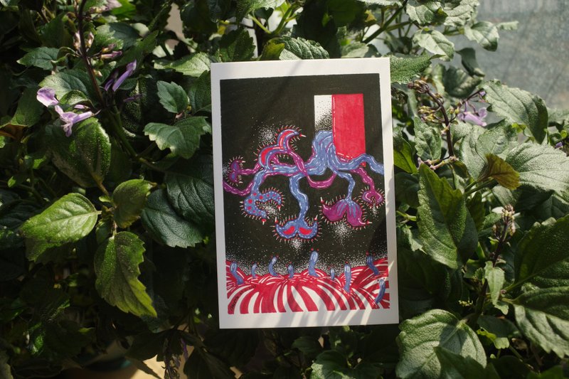 捕蝇草 原创马克笔手绘插画 明信片 148×100mm 1张 - 卡片/明信片 - 纸 多色