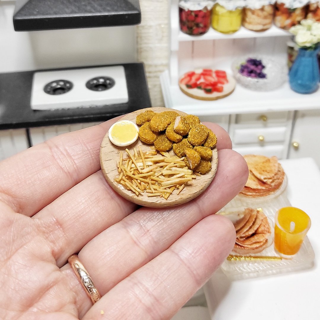 Fast food made of polymer clay, food for dolls, ideal for gifts, dollhouse - 玩具/玩偶 - 粘土 