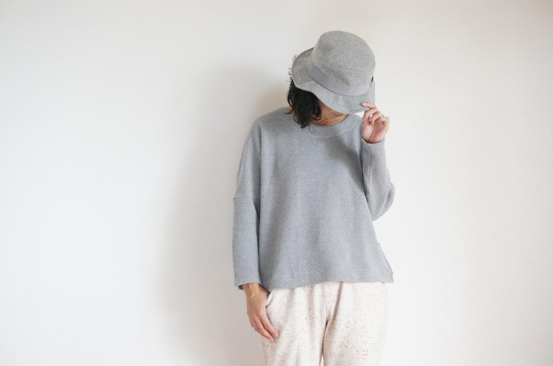 Cotton Pique drop shoulder Knit LADY'S GRAY - 女装上衣 - 棉．麻 灰色