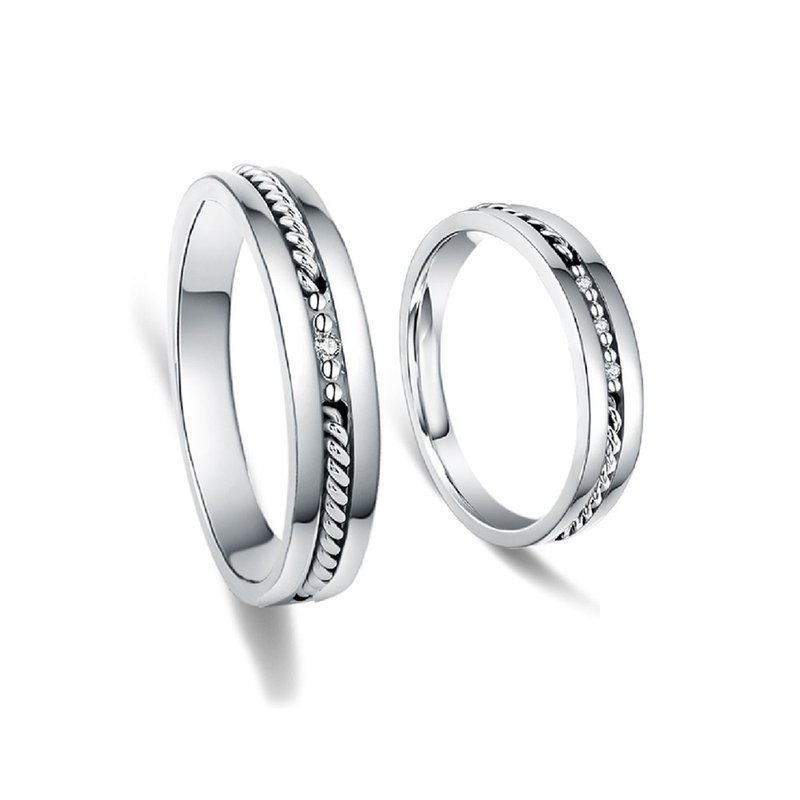 编织爱情 钻石 对戒/结婚对戒/婚对戒/情侣对戒/周年纪念戒指 - 对戒 - 钻石 银色