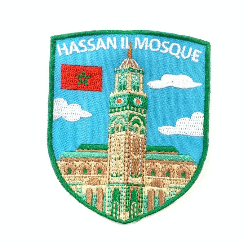 摩洛哥 哈桑二世清真寺 地标文青风格 帽子 熨斗贴布 熨烫布标 布 - 徽章/别针 - 绣线 多色