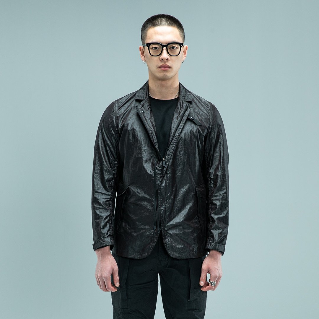 男士黑色轻量化机能西服轻薄防晒服袖长胸围可调节式薄外套 - 男装外套 - 尼龙 黑色