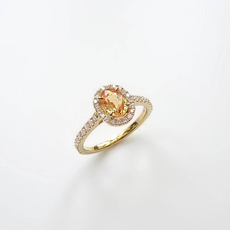 限量现货 - 天然椭圆黄色刚玉 黄宝 镶钻 纯 18K 黄金戒指 JSR20 - 戒指 - 宝石 黄色