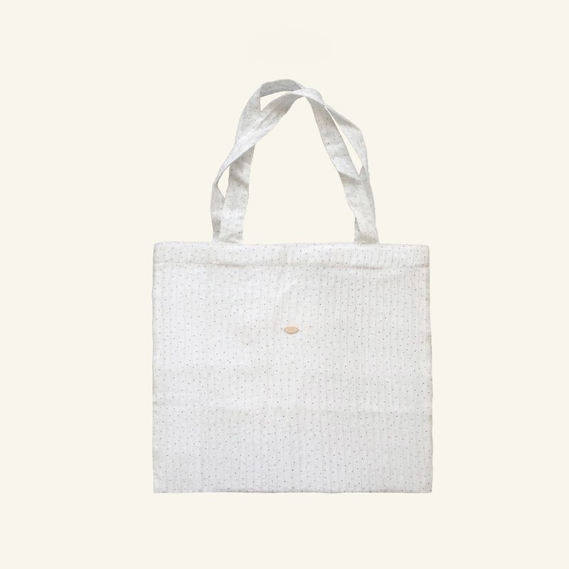 法式小点点白色棉布包 - 侧背包/斜挎包 - 聚酯纤维 白色