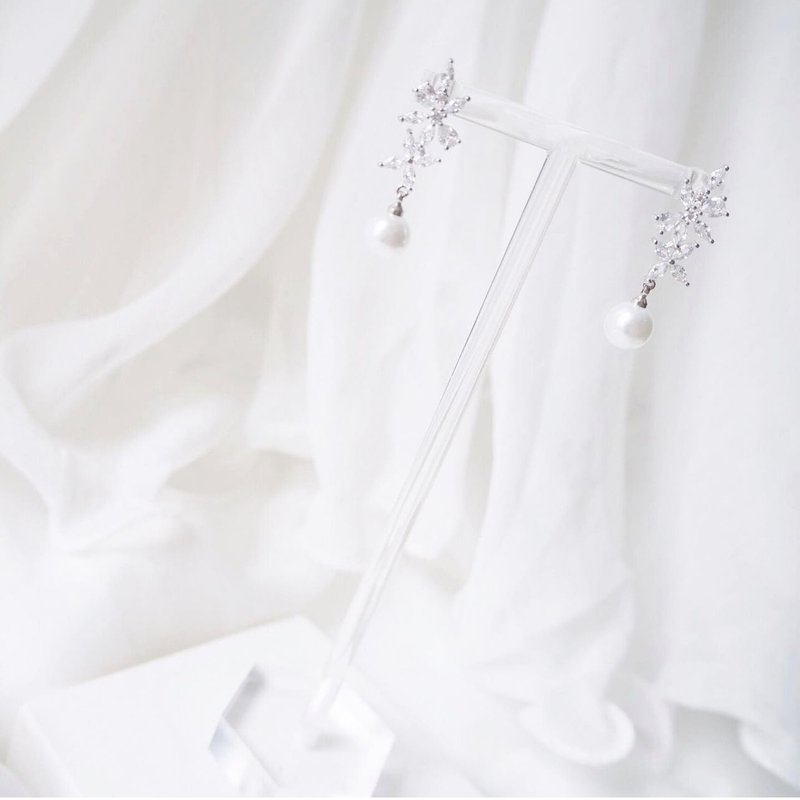 新娘耳环 新娘耳夹 生日礼物 优雅 耳环 耳夹 定制化 定制 - 耳环/耳夹 - 其他金属 白色