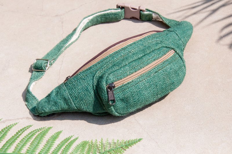 随身腰包 棉麻腰包 手织布侧背包 斜背包 胸前包 单肩包-绿色森林 - 侧背包/斜挎包 - 棉．麻 绿色