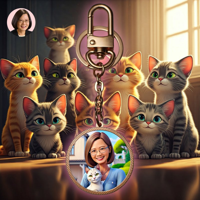【定制】OneMe似颜绘金属吊饰钥匙圈~就是爱猫风 - 吊饰 - 其他金属 