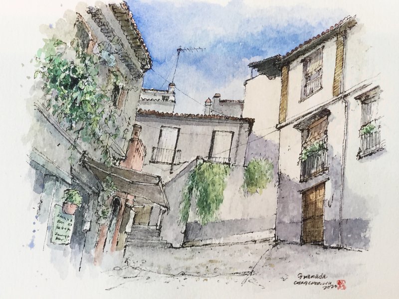 格拉那达/手绘水彩原作/含木框 - 海报/装饰画/版画 - 纸 咖啡色