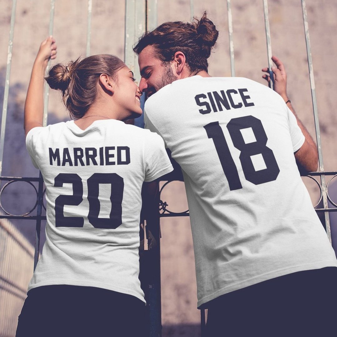 Married Since 定制化结婚年份 短T 白色 下订告知年份 礼物 情人 - 男装上衣/T 恤 - 棉 白色