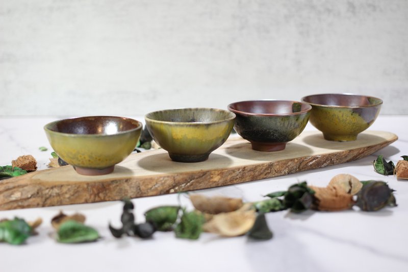 【送礼好物】60ml 柴烧 铁釉 茶杯四入组 莺歌名家叶敏祥作 - 茶具/茶杯 - 瓷 