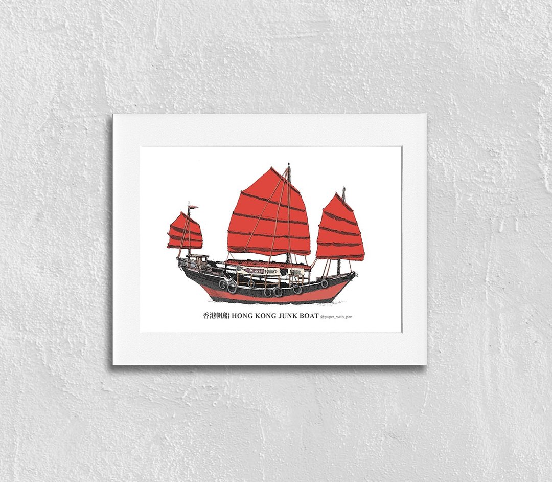 A5 香港手绘帆船挂画 - 海报/装饰画/版画 - 纸 