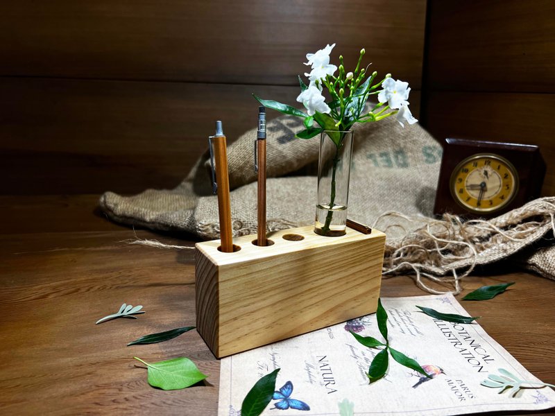 岩选 - 松木笔筒(红铜4孔) - 笔筒/笔座 - 木头 卡其色