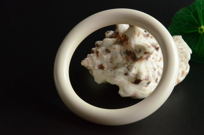 【凝霜】天然猛犸象牙冰料圆条手镯 - 手链/手环 - 半宝石 