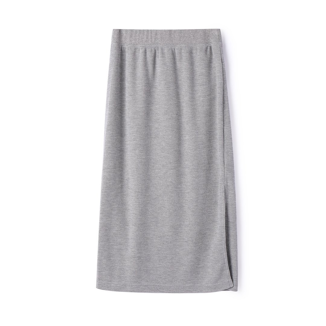 WAFFLE SKIRT 花灰色 窝夫格针织 高端休闲 裙子 - 裙子 - 棉 灰色