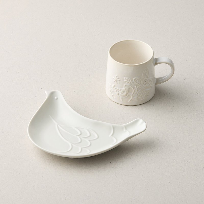 日本美浓烧 - 飞鸟杯盘组 - 2件组 - 2款任选 - 盘子/餐盘/盘架 - 瓷 多色