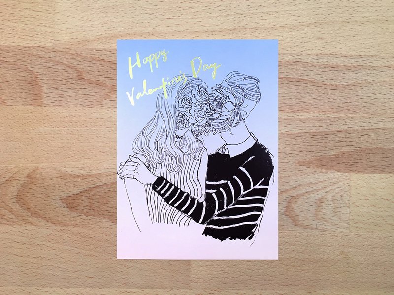 [七夕] 烫金心意花语插画礼卡 – 热情一瞬的爱Passionate Love (一组两张) - 卡片/明信片 - 纸 金色