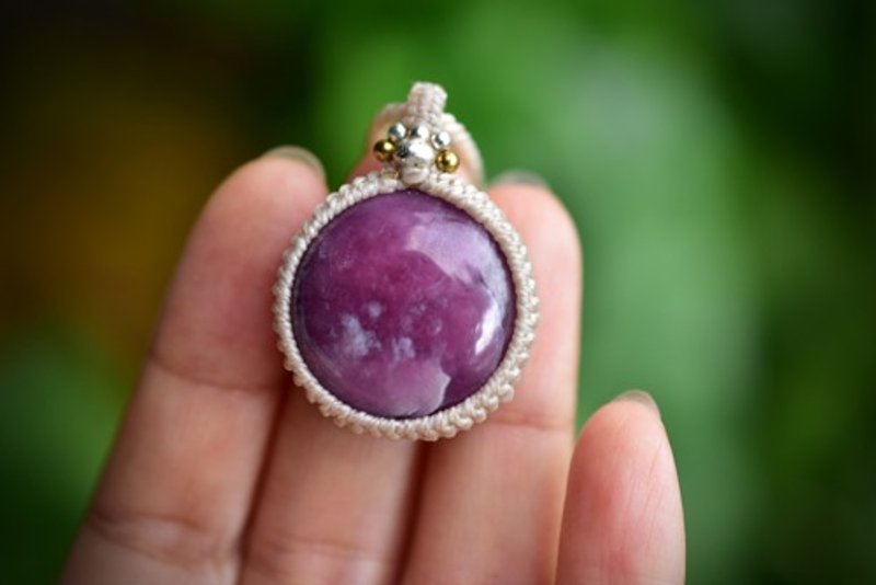 圆润花瓣路斯红宝石 蜡绳编织坠饰 420 - 项链 - 其他金属 