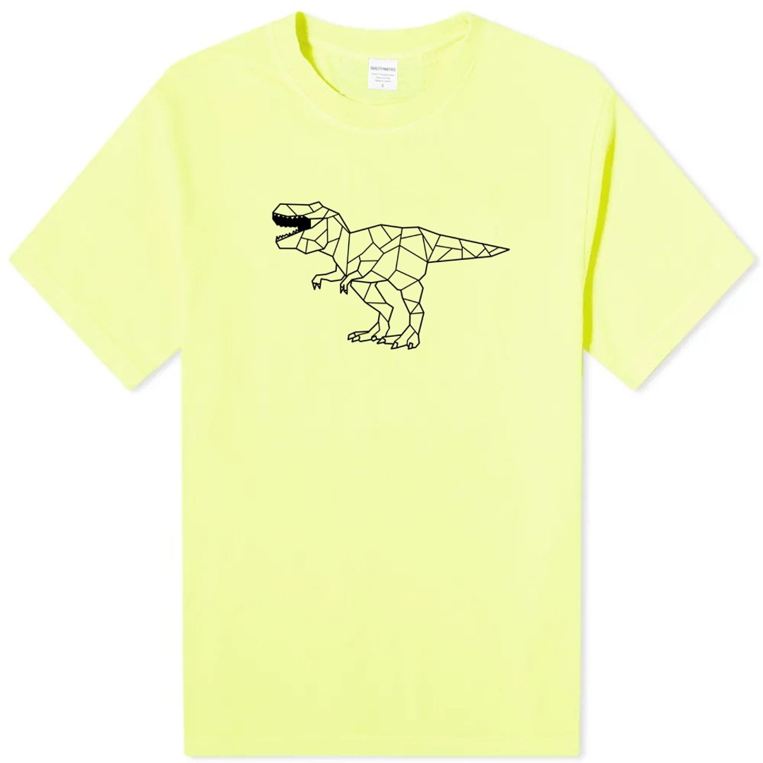 Dino Geometric T Rex 短袖T恤 萤光绿 几何恐龙暴龙插画礼物 - 男装上衣/T 恤 - 棉．麻 黄色