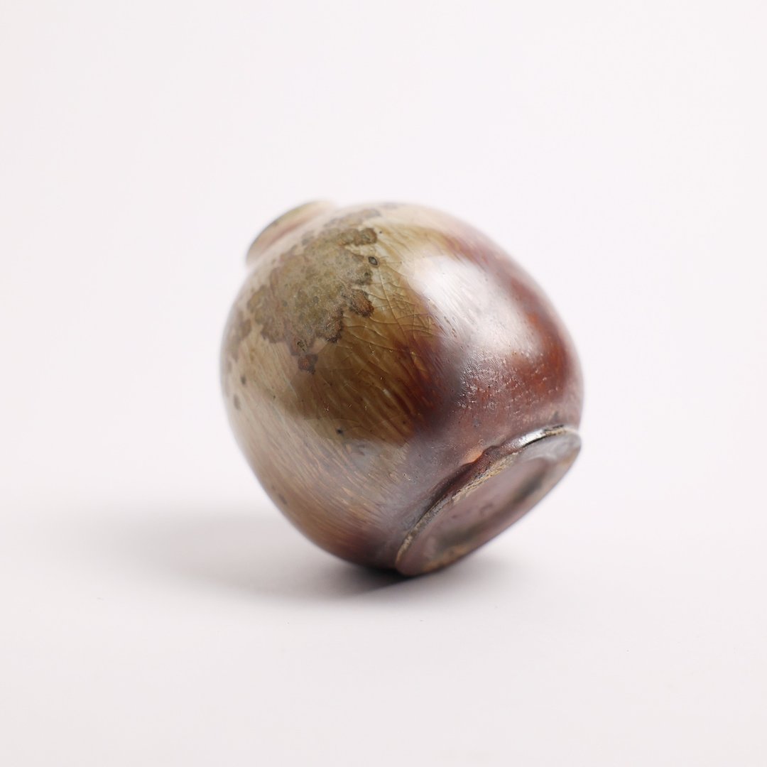 明芽窑 l 柴烧志野结晶小口花瓶 陶器 花器 陶艺品 搜藏品 T - 花瓶/陶器 - 陶 红色