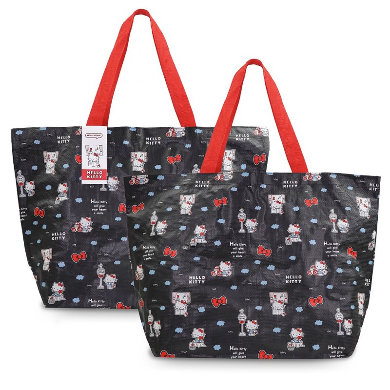 murmur 编织购物袋(中) | Hello Kitty(送信黑) | 环保手提袋 - 手提包/手提袋 - 聚酯纤维 黑色