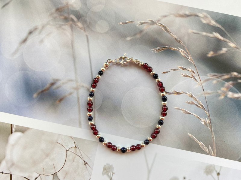 纯银手链 | 黄铜 | 石榴石 | 蓝砂石 - 手链/手环 - 铜/黄铜 