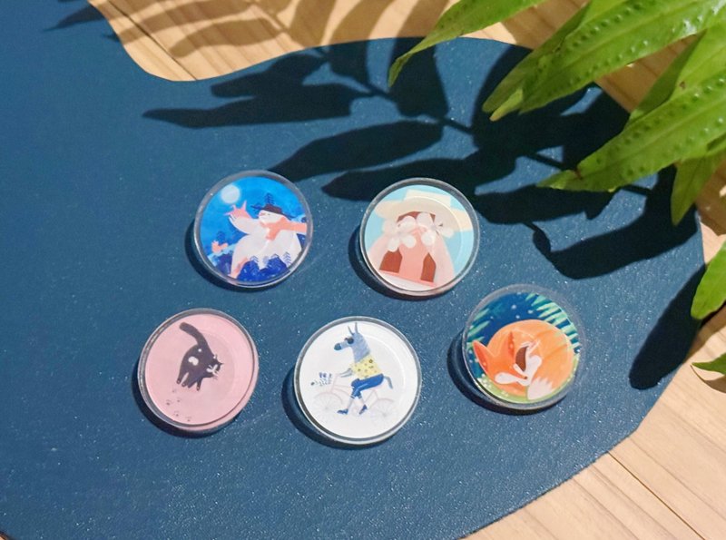 治愈插画 小胸针 - 徽章/别针 - 压克力 多色