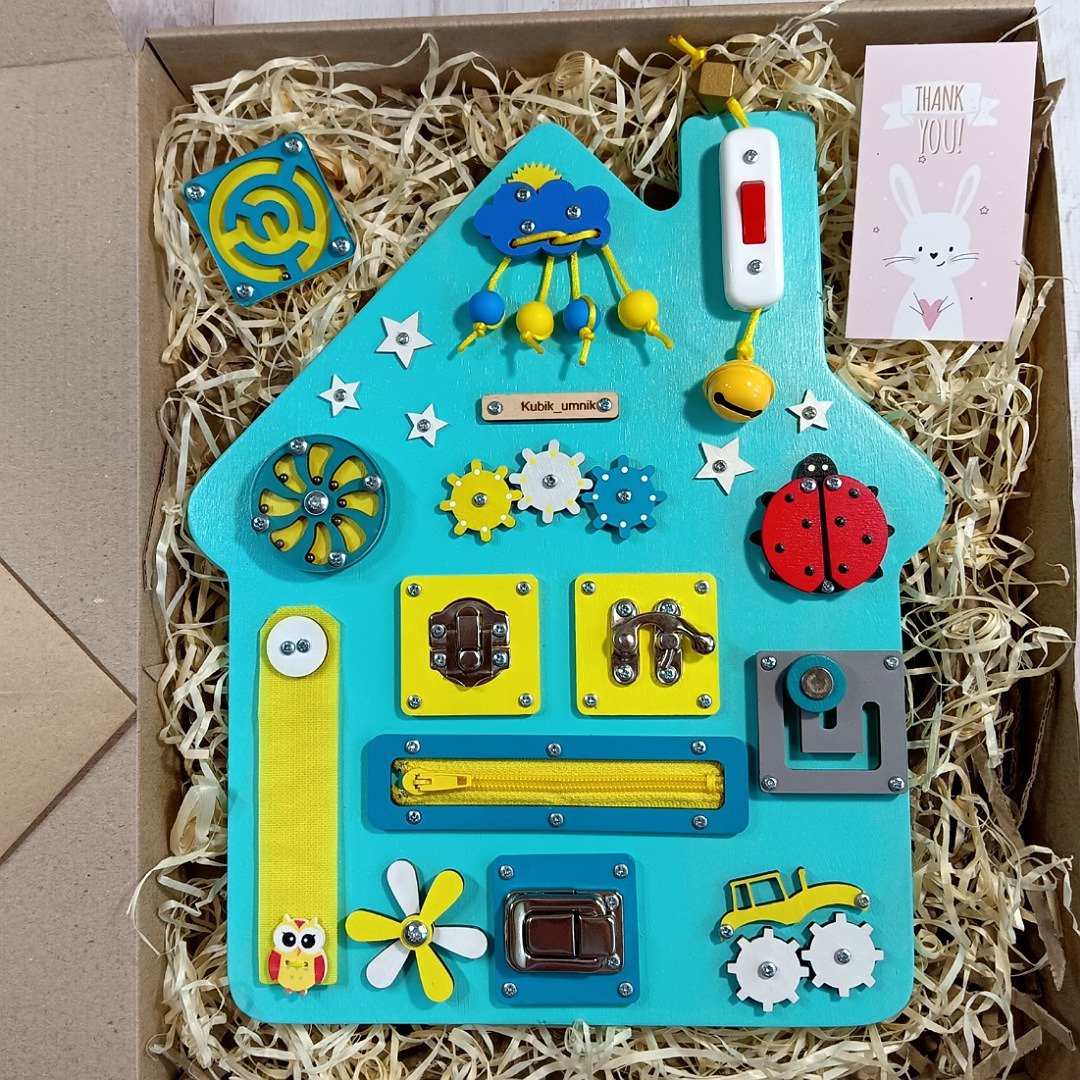 幼儿感官板、忙碌板开关、一岁生日礼物、蒙特梭利玩具 - 玩具/玩偶 - 木头 
