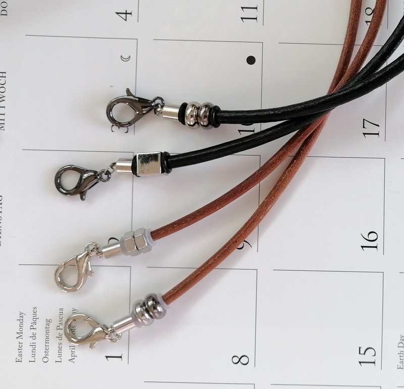 COMBO SET(x4) 口罩挂绳, mask strap in leather in SET "A" - 挂绳/吊绳 - 真皮 黑色