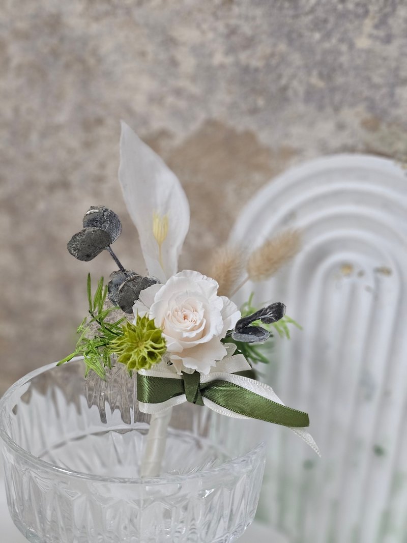 永生胸花 ll 白绿胸花 ll 自然风设计胸花 - 胸花/手腕花 - 植物．花 绿色