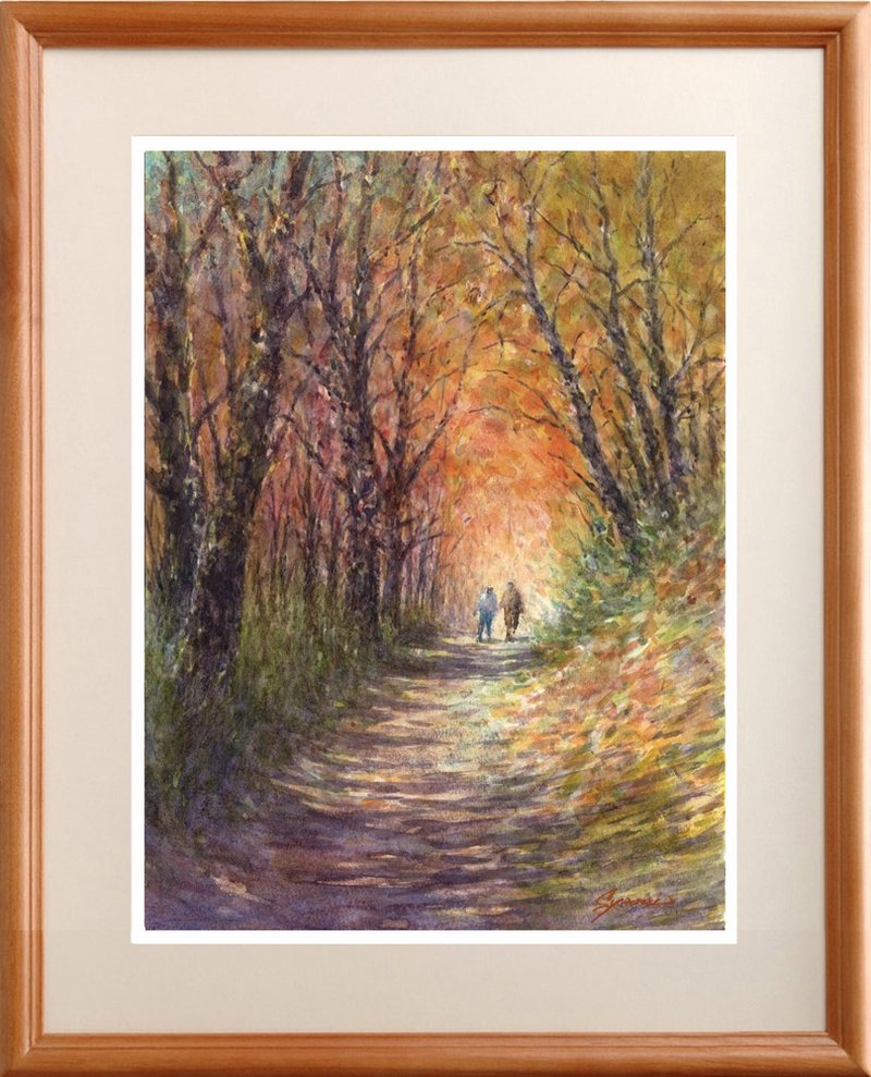 水彩画原画 枫红之森 - 海报/装饰画/版画 - 纸 橘色