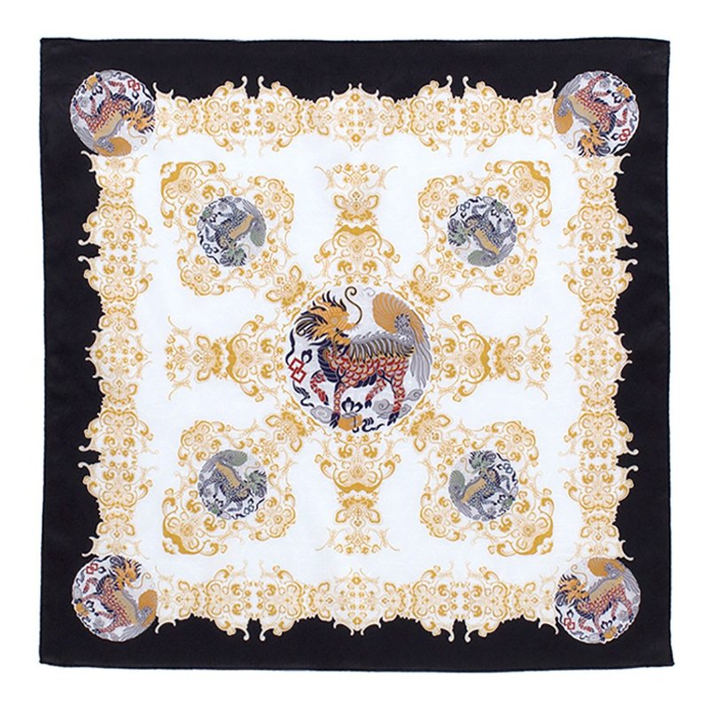 河原书园麒麟能手帕 45 x 45 厘米 100% 棉 日本制 礼品 - 手帕/方巾 - 棉．麻 黑色