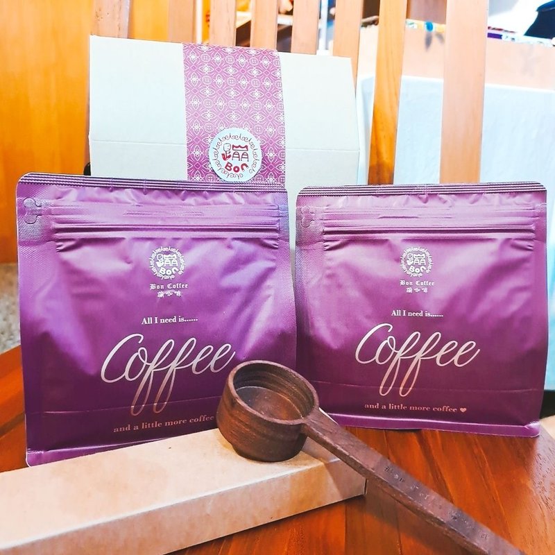 蹦咖啡-咖啡豆礼盒-半磅x2+胡桃木咖啡匙 - 咖啡 - 新鲜食材 