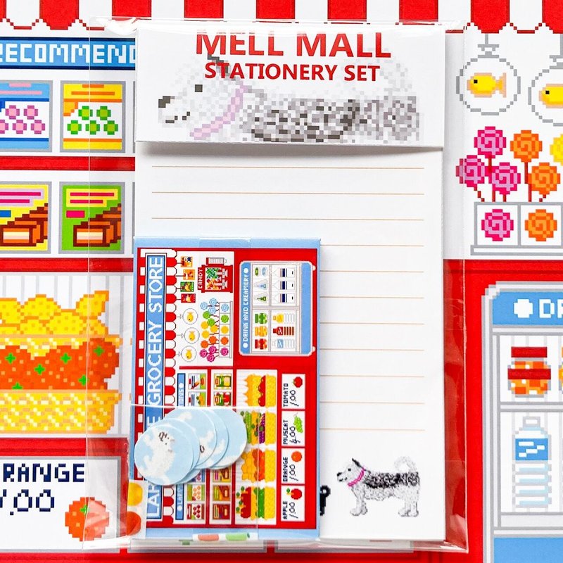 迷你信纸组 LARK'S THE GROCERY STORE：狗狗与孩子们、杂货店、位图 - 卡片/明信片 - 纸 多色