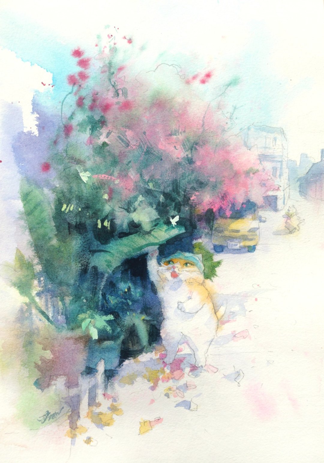 水彩原画【小猫新仔浪游记 - 路过的缤纷】 - 海报/装饰画/版画 - 纸 多色